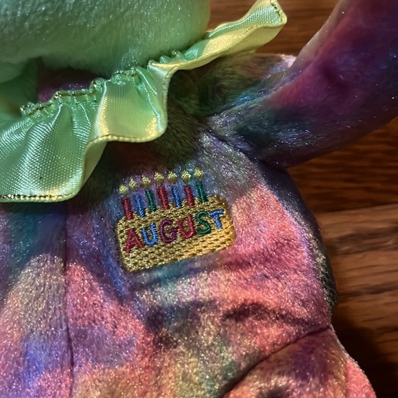 2001 RETIRED TY BEANIE BABY~AUGUST THE PERIDOT HAPPY BIRTHDAY TEDDY BEAR 8"~NEW - Picture 2 of 12